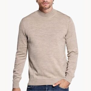 Joes A Bank Mens Cream Mock Neck Merino Wool Long Sleeve Sweater Sz XXL NWOT